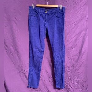 H&M Indigo Skinny Corduroy Jeans with Ankle Zippers. Size 12.
